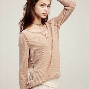 FP Free People Thermal Small We The Free Star Studded Waffle Tunic Top Shirt